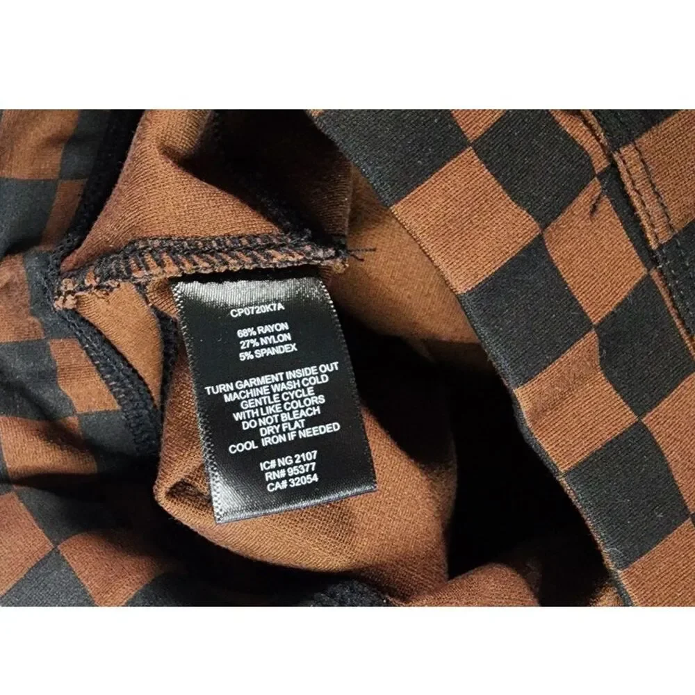 Sanctuary X Anthropologie Brown & Black Checkered Leggings Size S - Picture 5 of 9